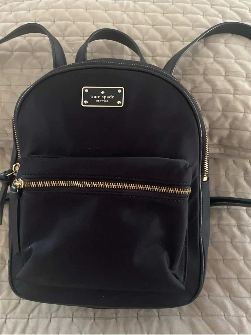 kate spade Black Nylon Backpack with Gold Hardware